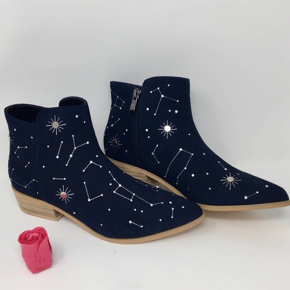 Teleport GAZER Navy Suede Constellations Booties